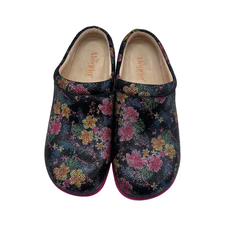 Alegria Floral slip-on Nursing Medical professional shoes women size 39 KAY-884 - Picture 1 of 9